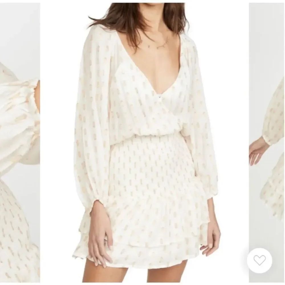 Suboo Australian Shirred Mae tiered metallic mini dress